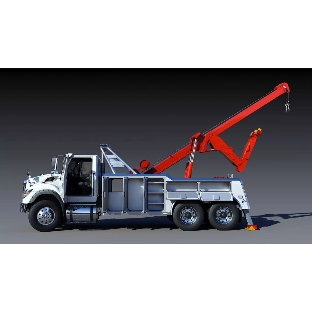 International WorkStar 7600 Wrecker 3D Model – Low Poly Game Asset, FBX - View 11