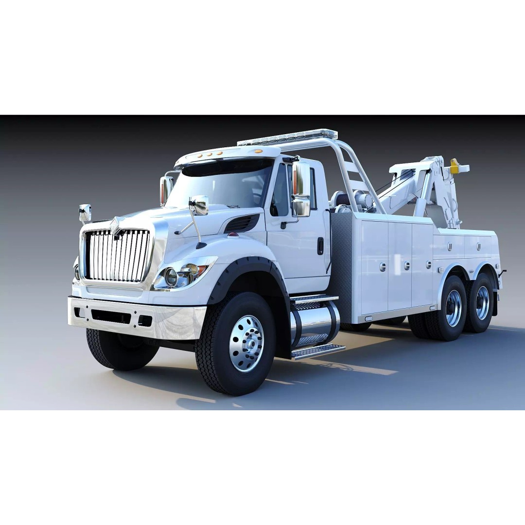 International WorkStar 7600 Wrecker 3D Model – Low Poly Game Asset, FBX - View 3