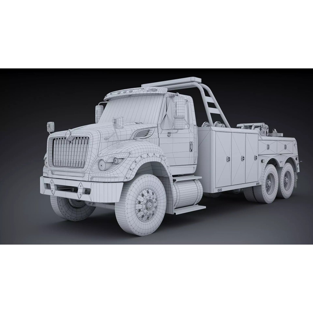 International WorkStar 7600 Wrecker 3D Model – Low Poly Game Asset, FBX - View 32