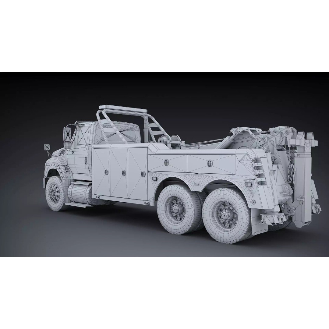 International WorkStar 7600 Wrecker 3D Model – Low Poly Game Asset, FBX - View 33