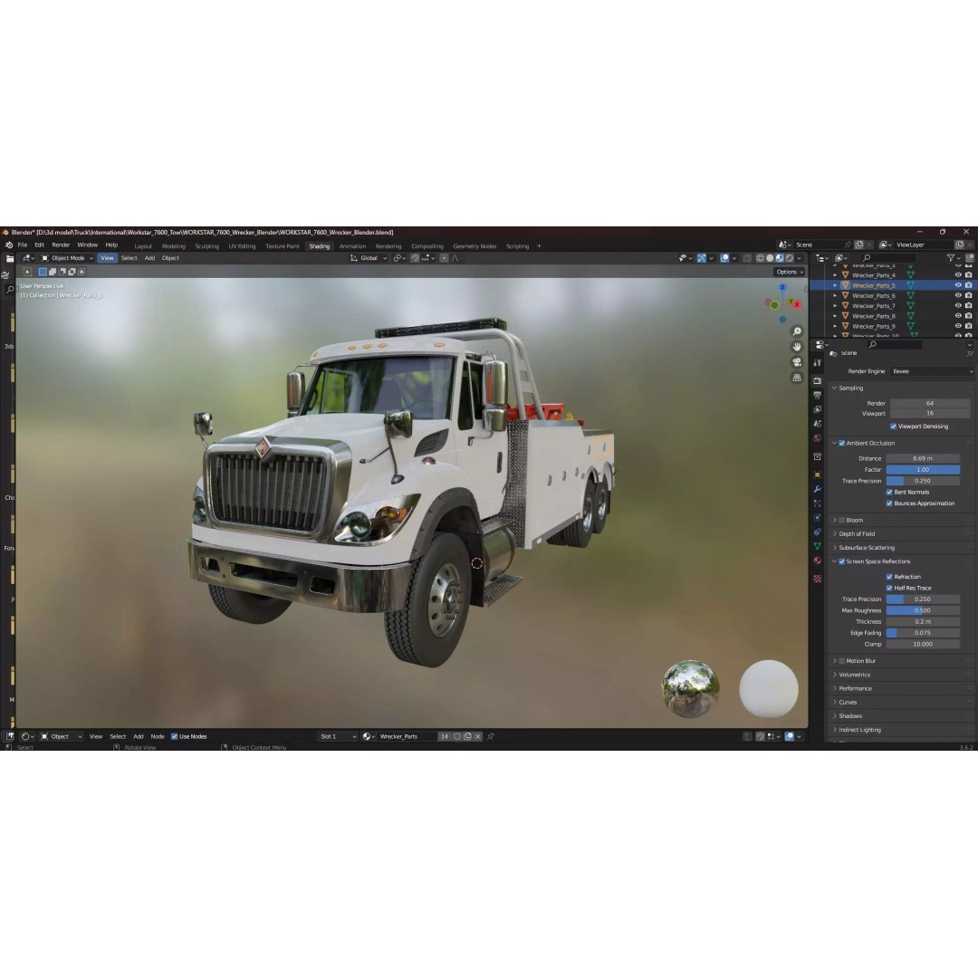 International WorkStar 7600 Wrecker 3D Model – Low Poly Game Asset, FBX - View 37