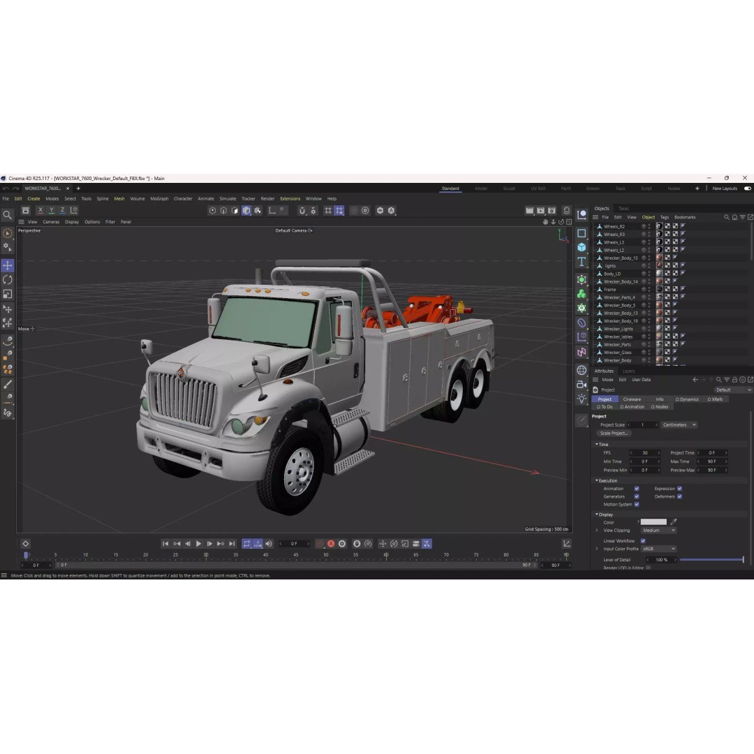International WorkStar 7600 Wrecker 3D Model – Low Poly Game Asset, FBX - View 39