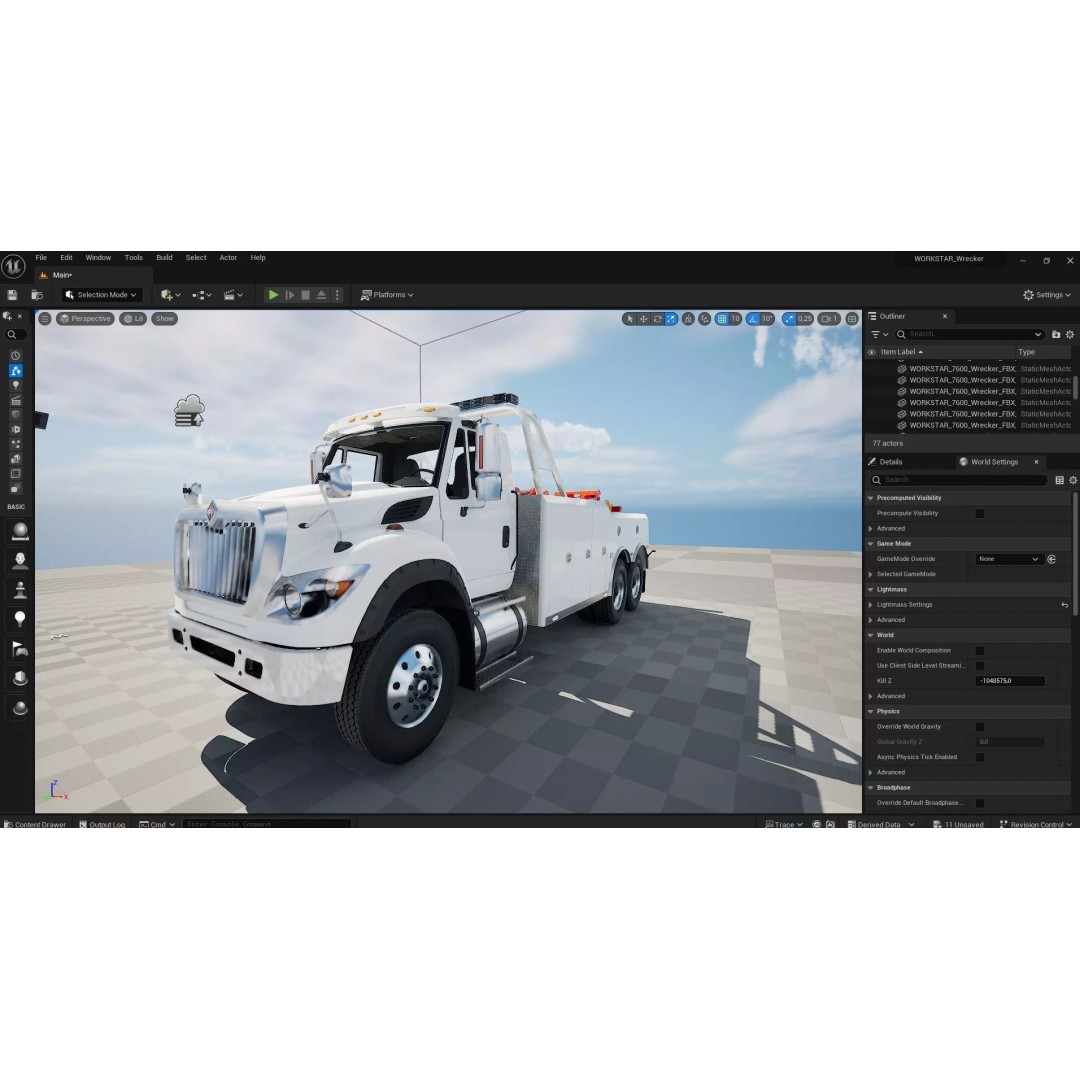 International WorkStar 7600 Wrecker 3D Model – Low Poly Game Asset, FBX - View 40