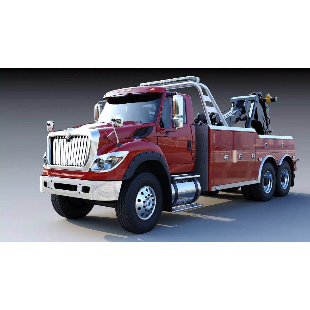 International WorkStar 7600 Wrecker 3D Model – Low Poly Game Asset, FBX - View 5