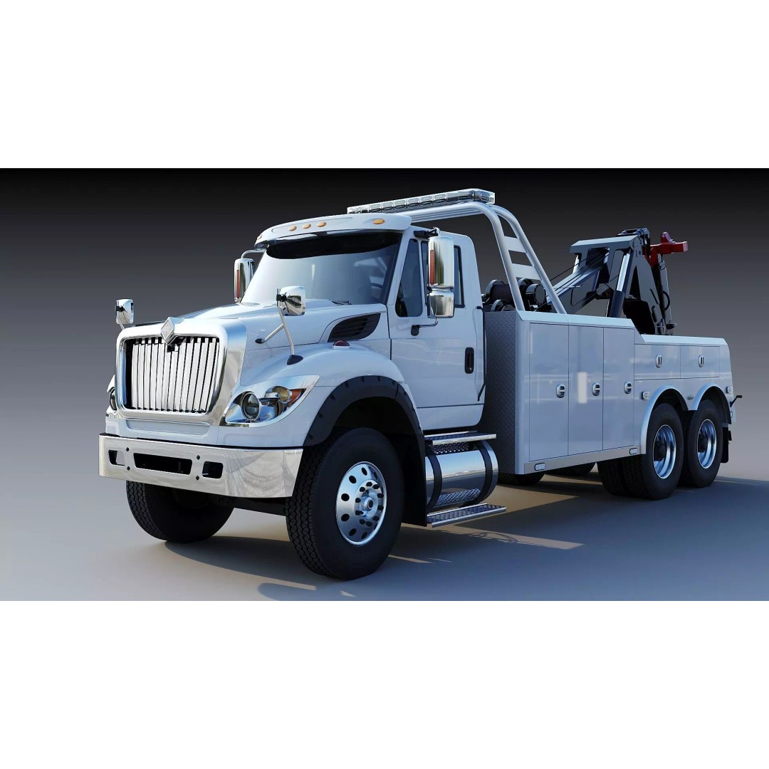 International WorkStar 7600 Wrecker 3D Model – Low Poly Game Asset, FBX - View 6