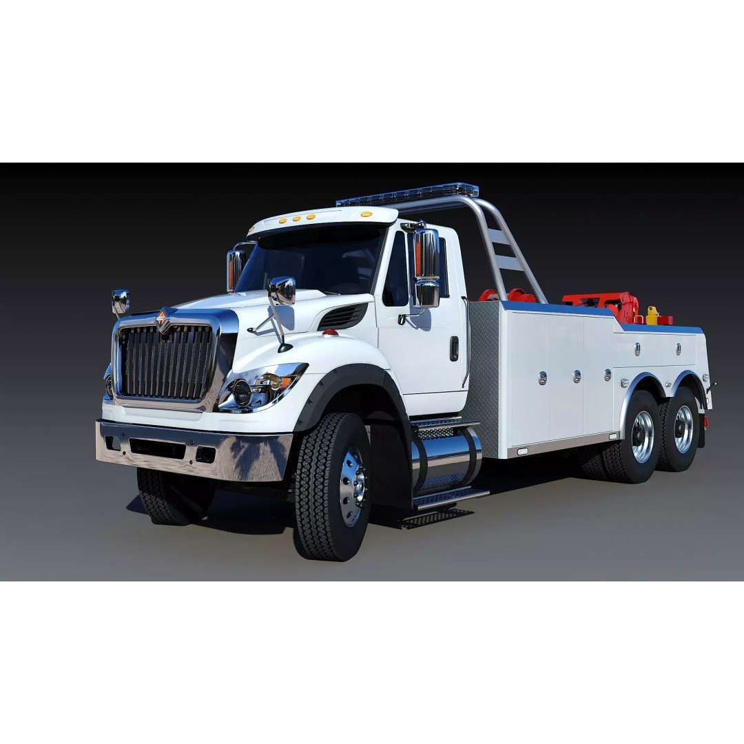 International WorkStar 7600 Wrecker 3D Model – Low Poly Game Asset, FBX - View 7