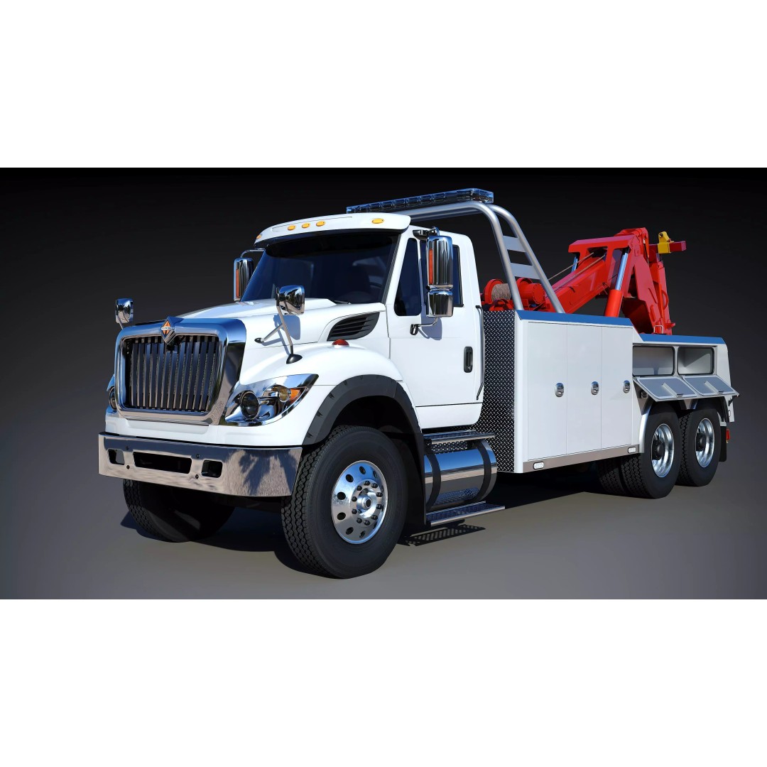 International WorkStar 7600 Wrecker 3D Model – Low Poly Game Asset, FBX - View 8