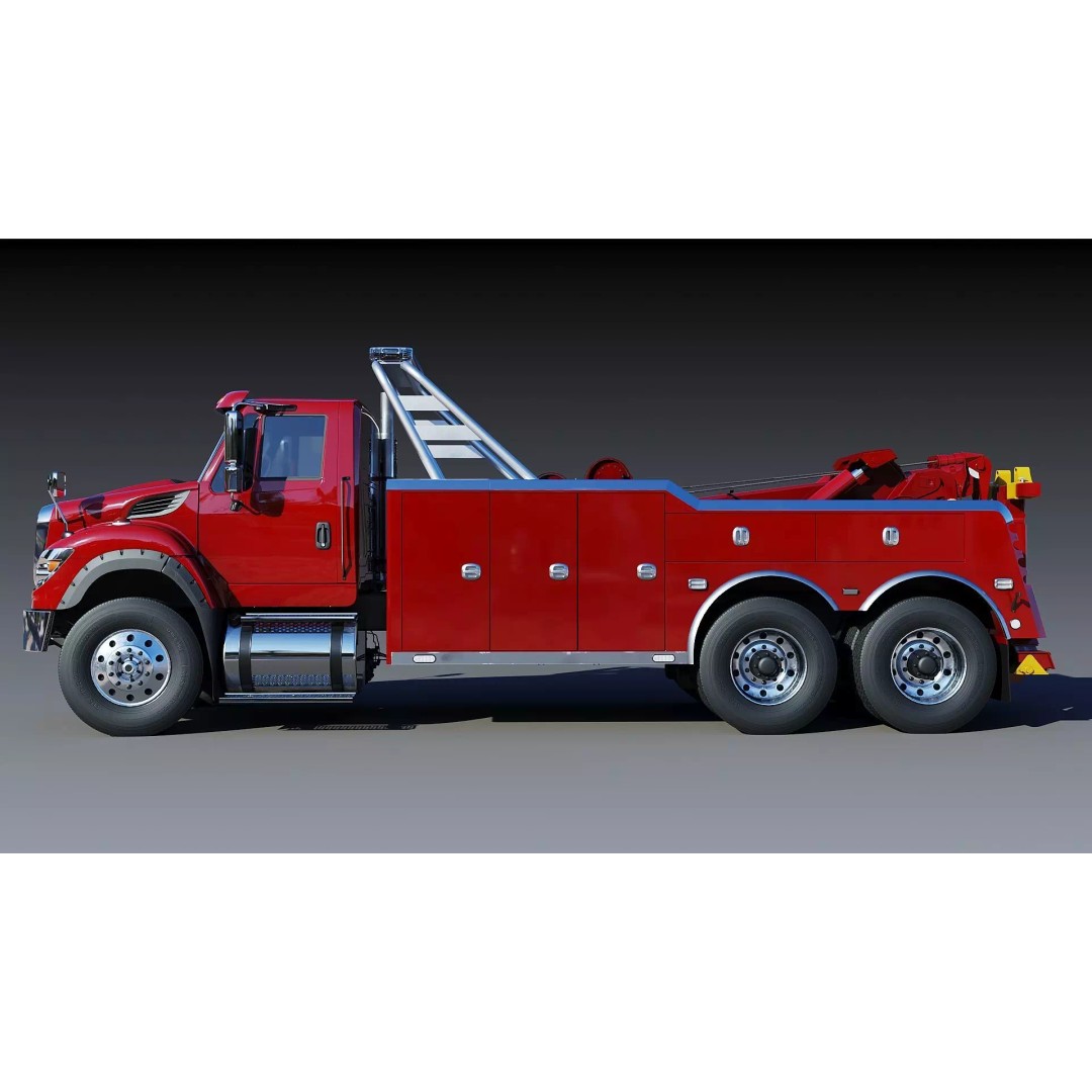 International WorkStar 7600 Wrecker 3D Model – Low Poly Game Asset, FBX - View 9