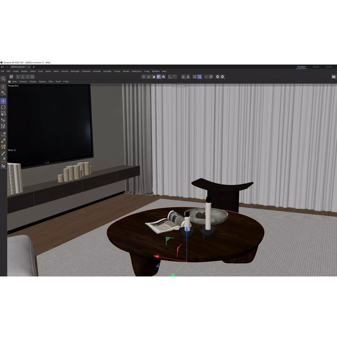 Modern Living Room 3D Model – Japandi Style, PBR Textures, Multiple Formats - View 11