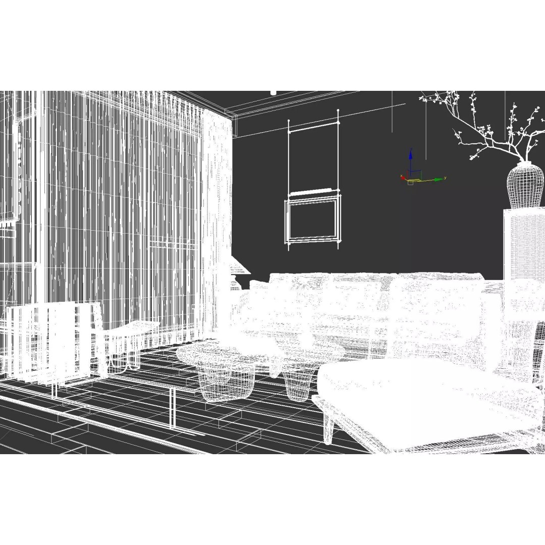 Modern Living Room 3D Model – Japandi Style, PBR Textures, Multiple Formats - View 18