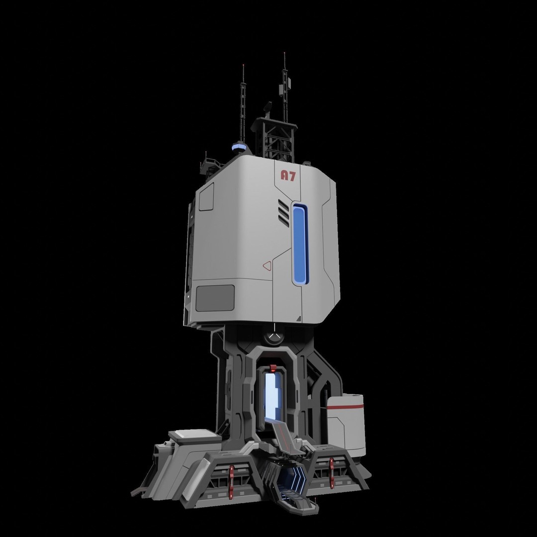 Sci-Fi Tower 3D Model – Futuristic Building Asset, Blender - View 3