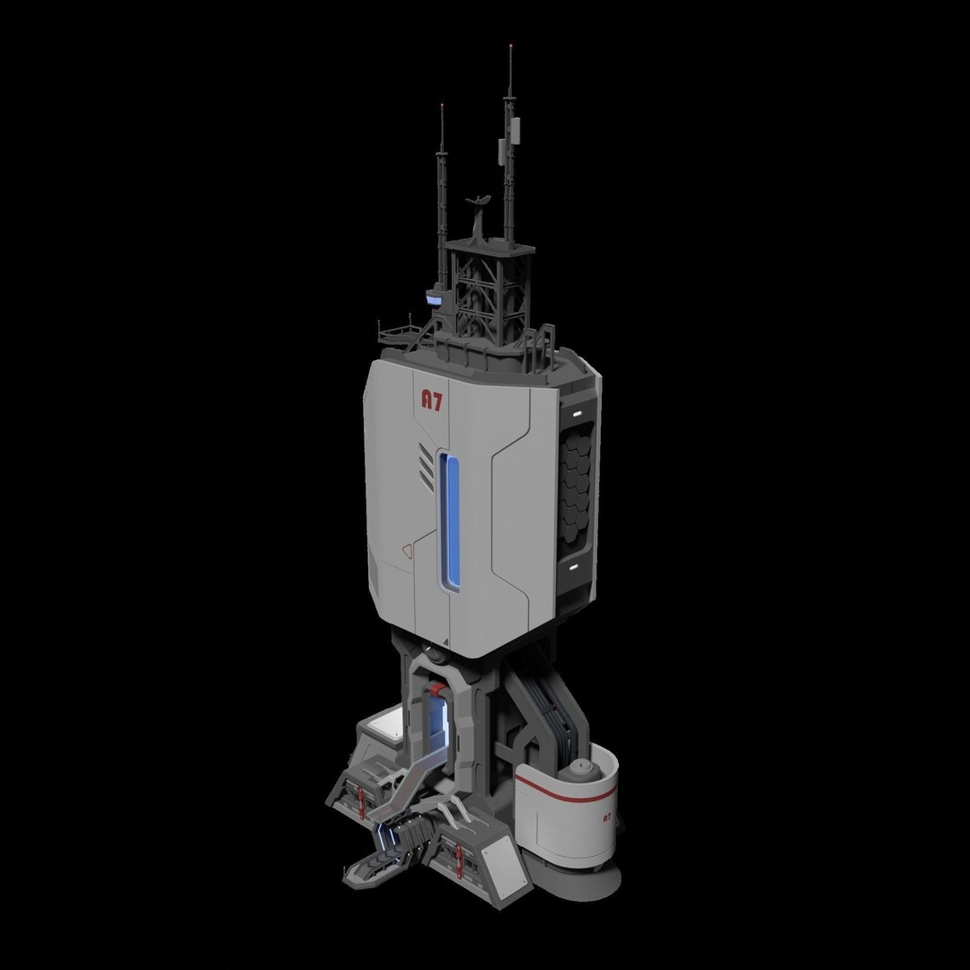 Sci-Fi Tower 3D Model – Futuristic Building Asset, Blender - View 4