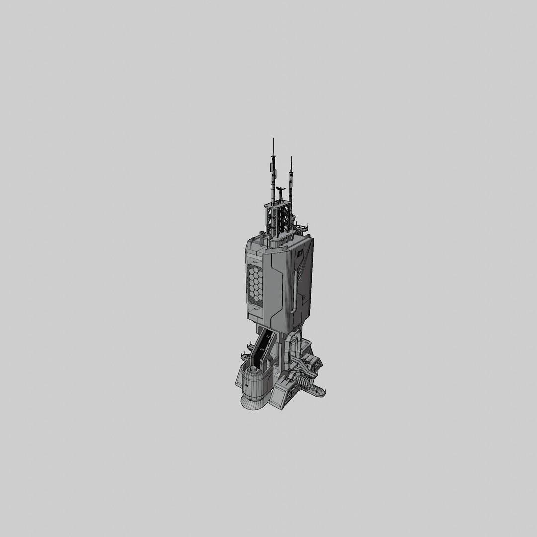 Sci-Fi Tower 3D Model – Futuristic Building Asset, Blender - View 5