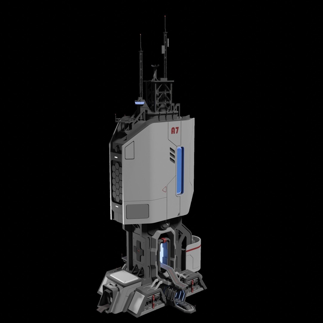 Sci-Fi Tower 3D Model – Futuristic Building Asset, Blender - View 7