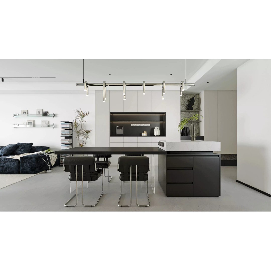 Contemporary Minimal Living Space 3D Model – Open Kitchen, MAX, FBX, OBJ - View 2