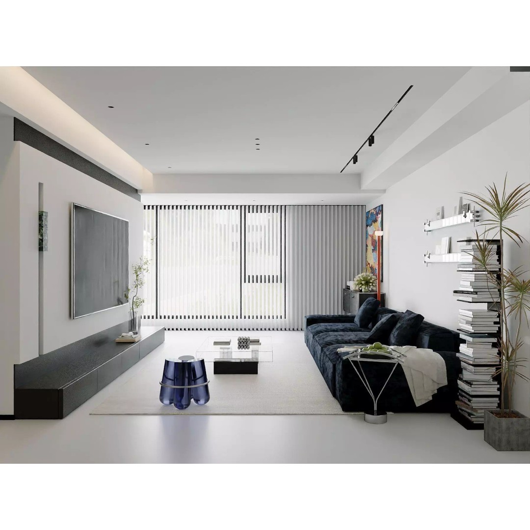 Contemporary Minimal Living Space 3D Model – Open Kitchen, MAX, FBX, OBJ - View 3