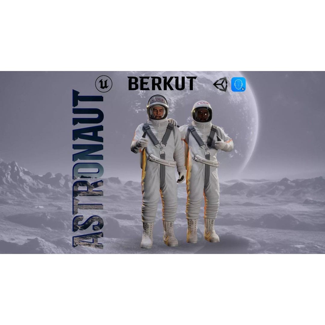 Berkut Astronaut 3D Model – Low Poly Game Ready Character, FBX - View 2