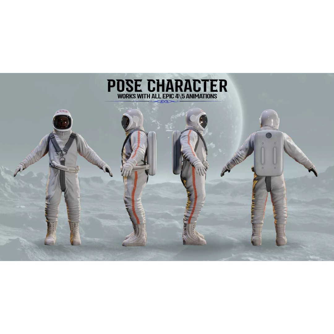 Berkut Astronaut 3D Model – Low Poly Game Ready Character, FBX - View 4