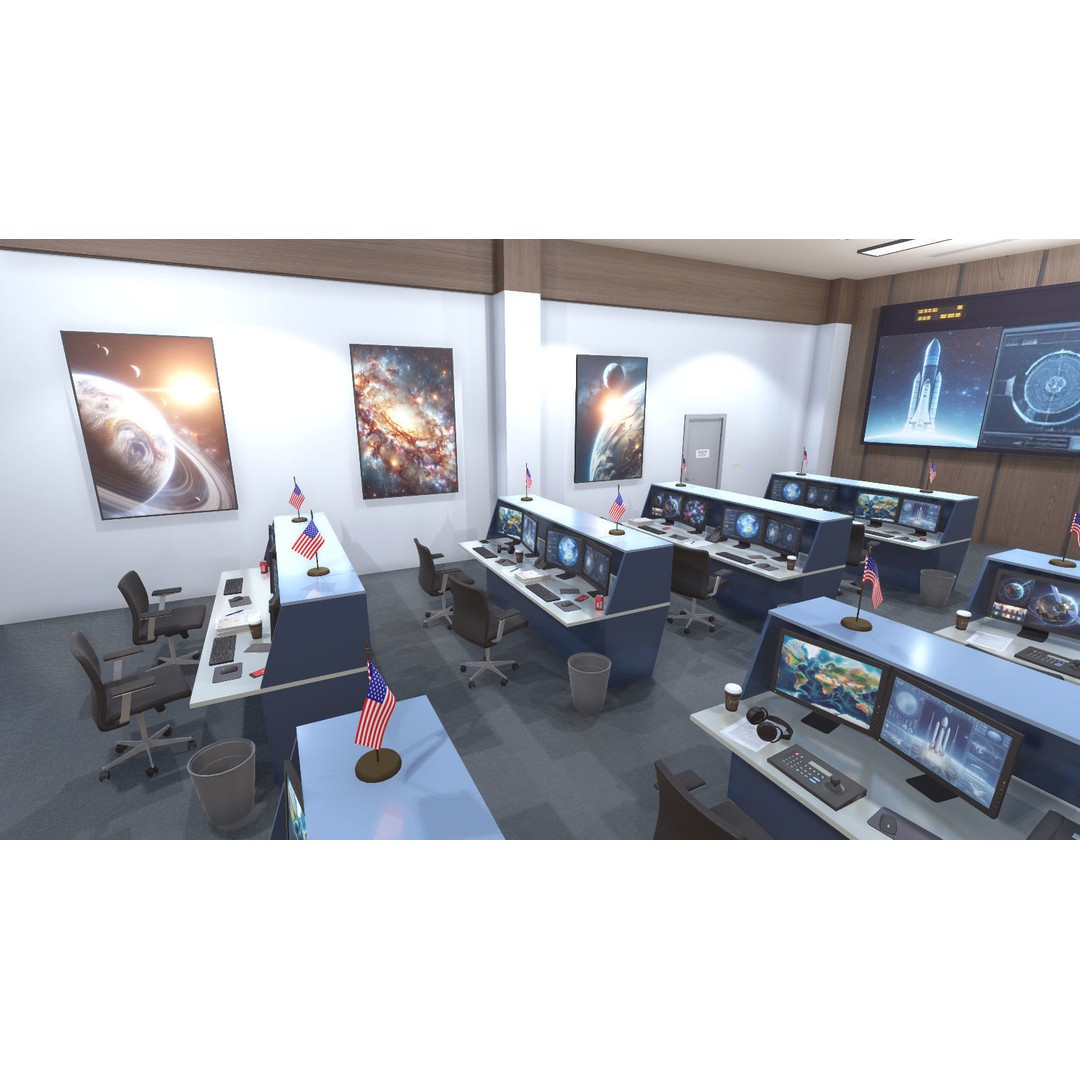 Mission Control Center 3D Model – Low Poly Game Asset, FBX - View 4