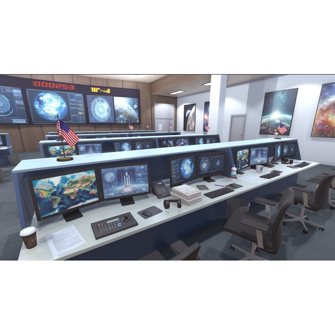 Mission Control Center 3D Model – Low Poly Game Asset, FBX - View 5