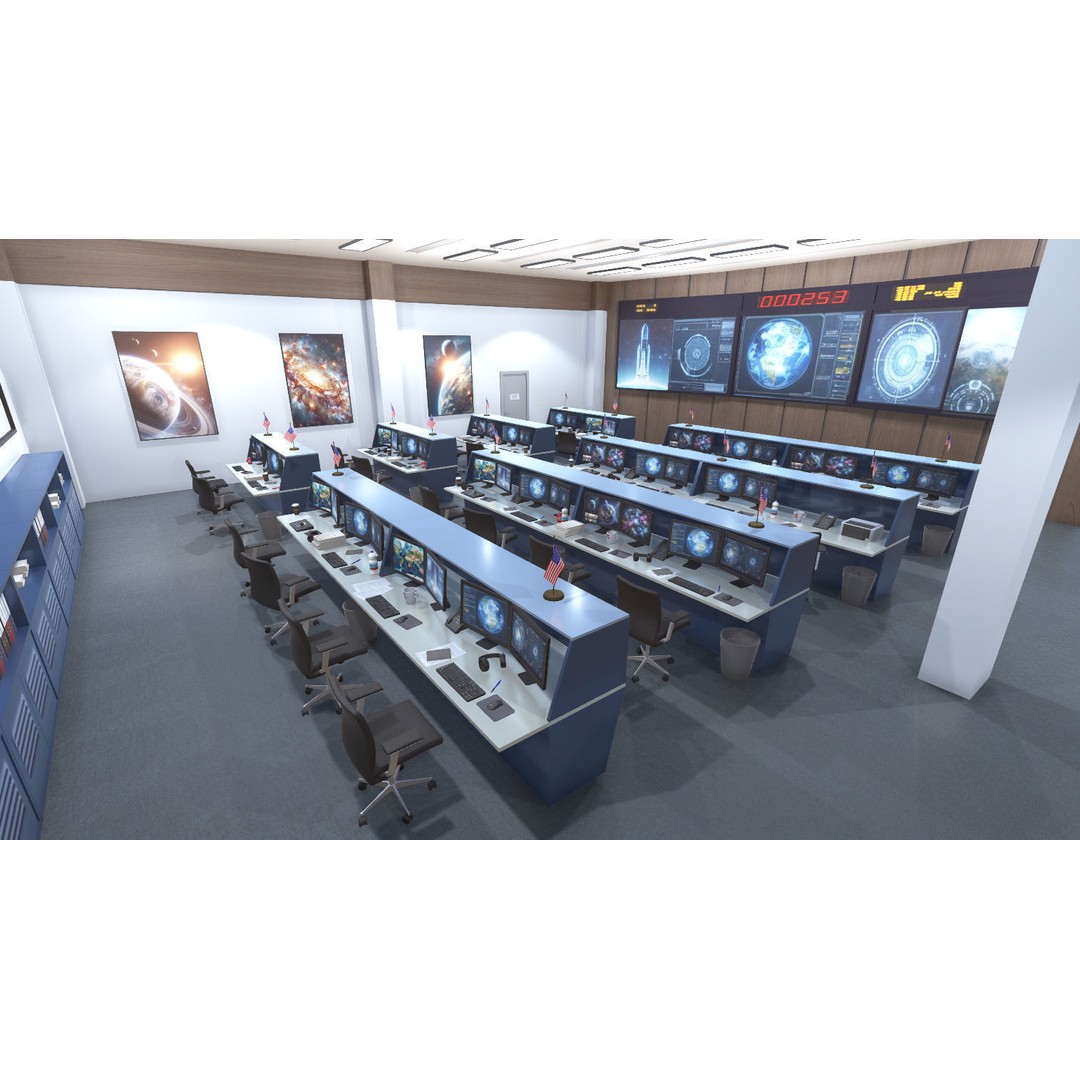 Mission Control Center 3D Model – Low Poly Game Asset, FBX - View 8
