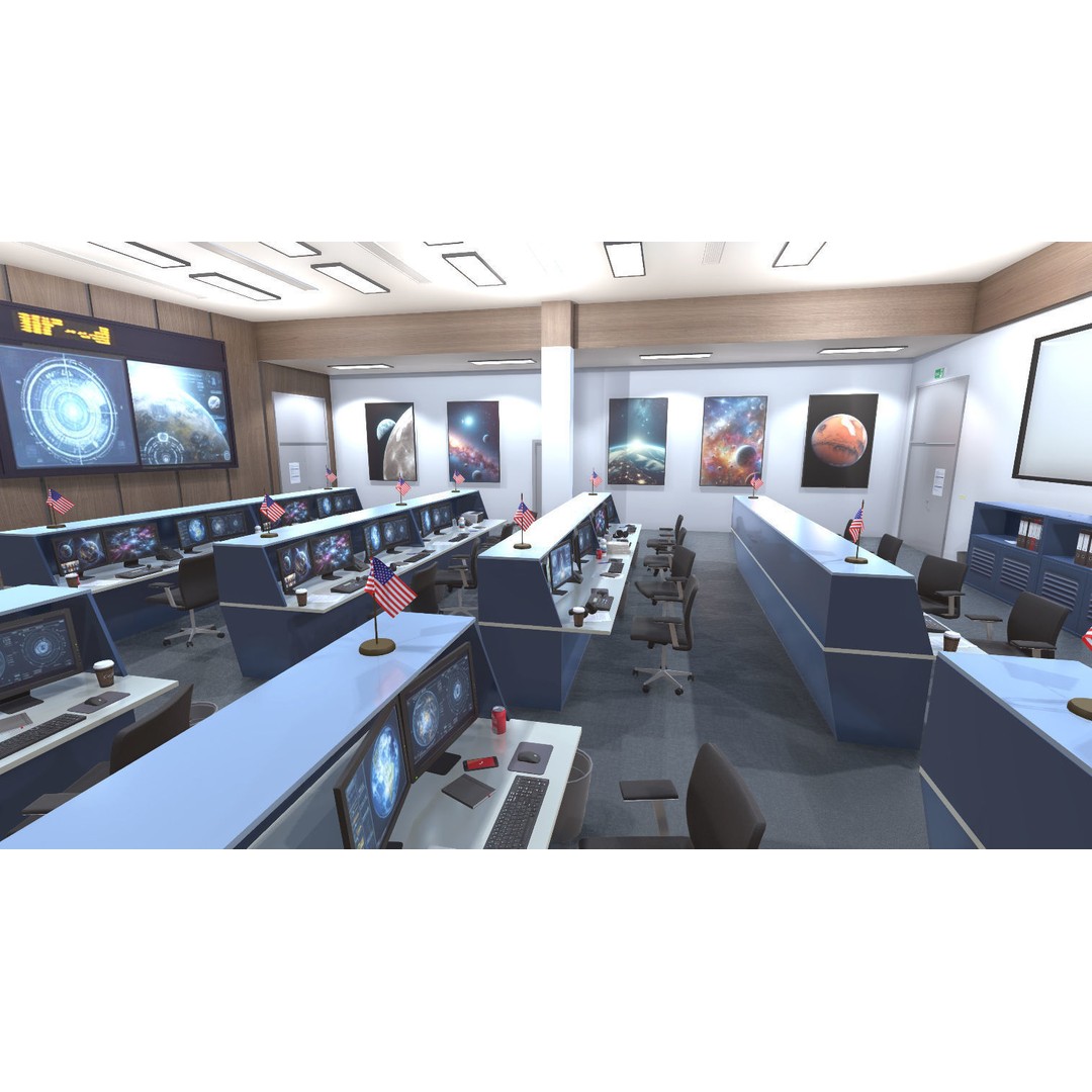 Mission Control Center 3D Model – Low Poly Game Asset, FBX - View 9