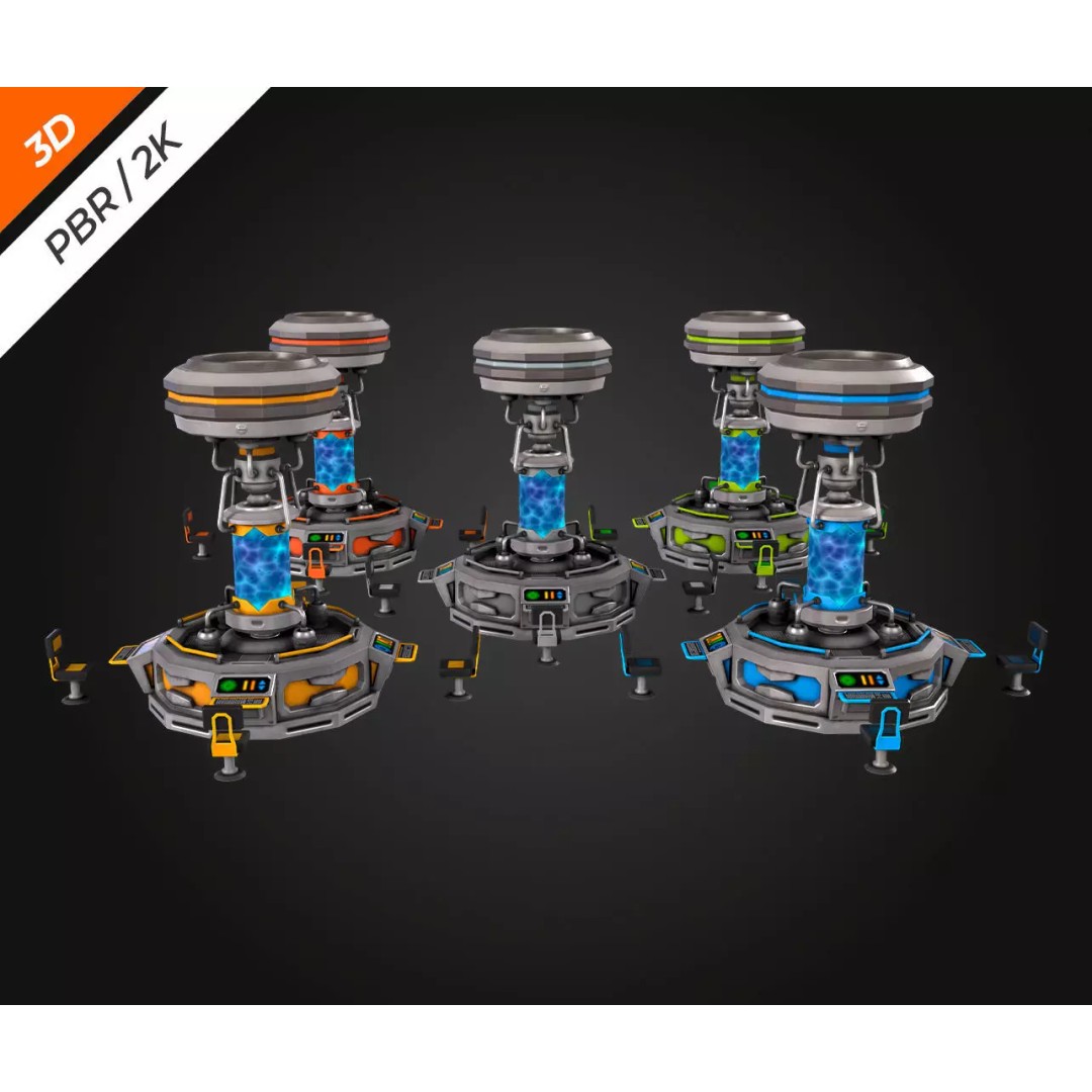 Sci-Fi Chemical Laboratory 3D Model – Low Poly PBR Asset, FBX, Blender - View 12
