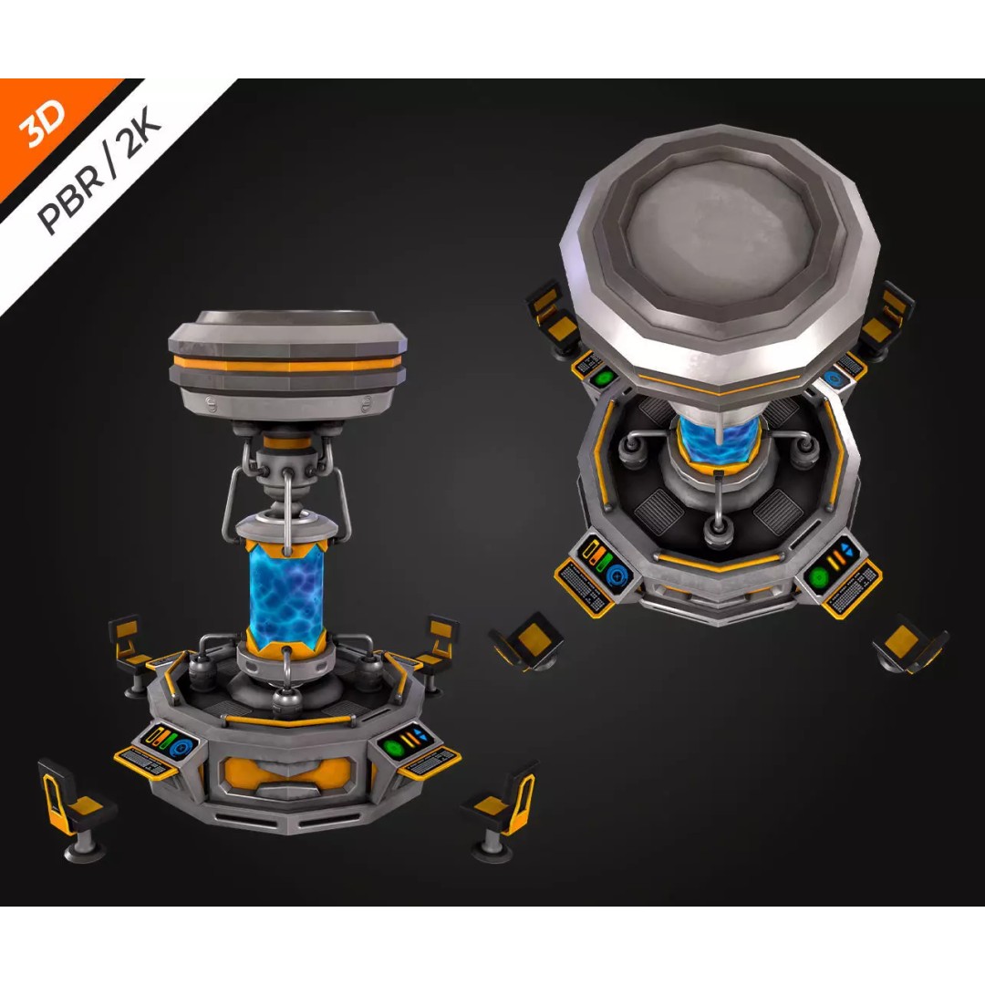 Sci-Fi Chemical Laboratory 3D Model – Low Poly PBR Asset, FBX, Blender - View 3