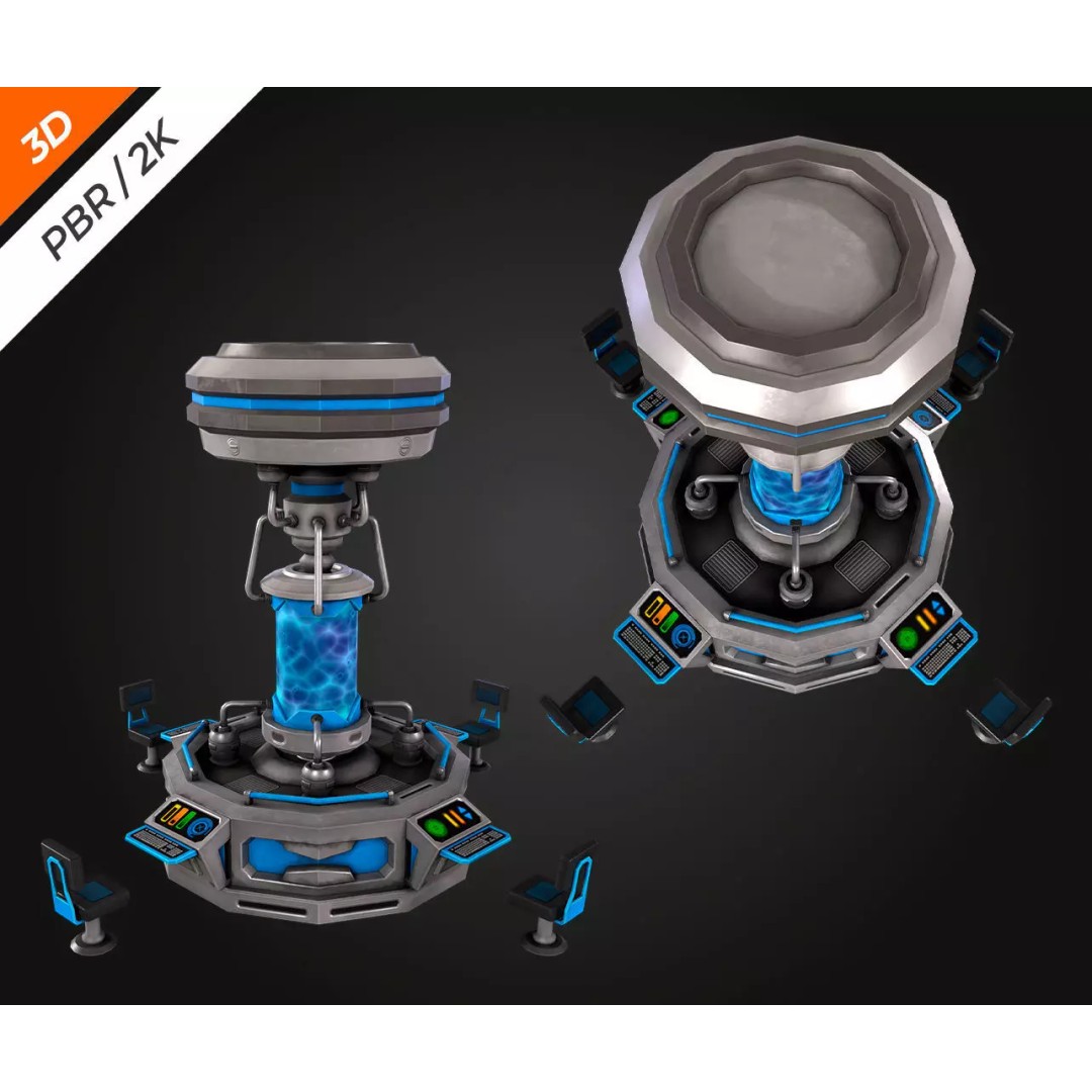 Sci-Fi Chemical Laboratory 3D Model – Low Poly PBR Asset, FBX, Blender - View 4