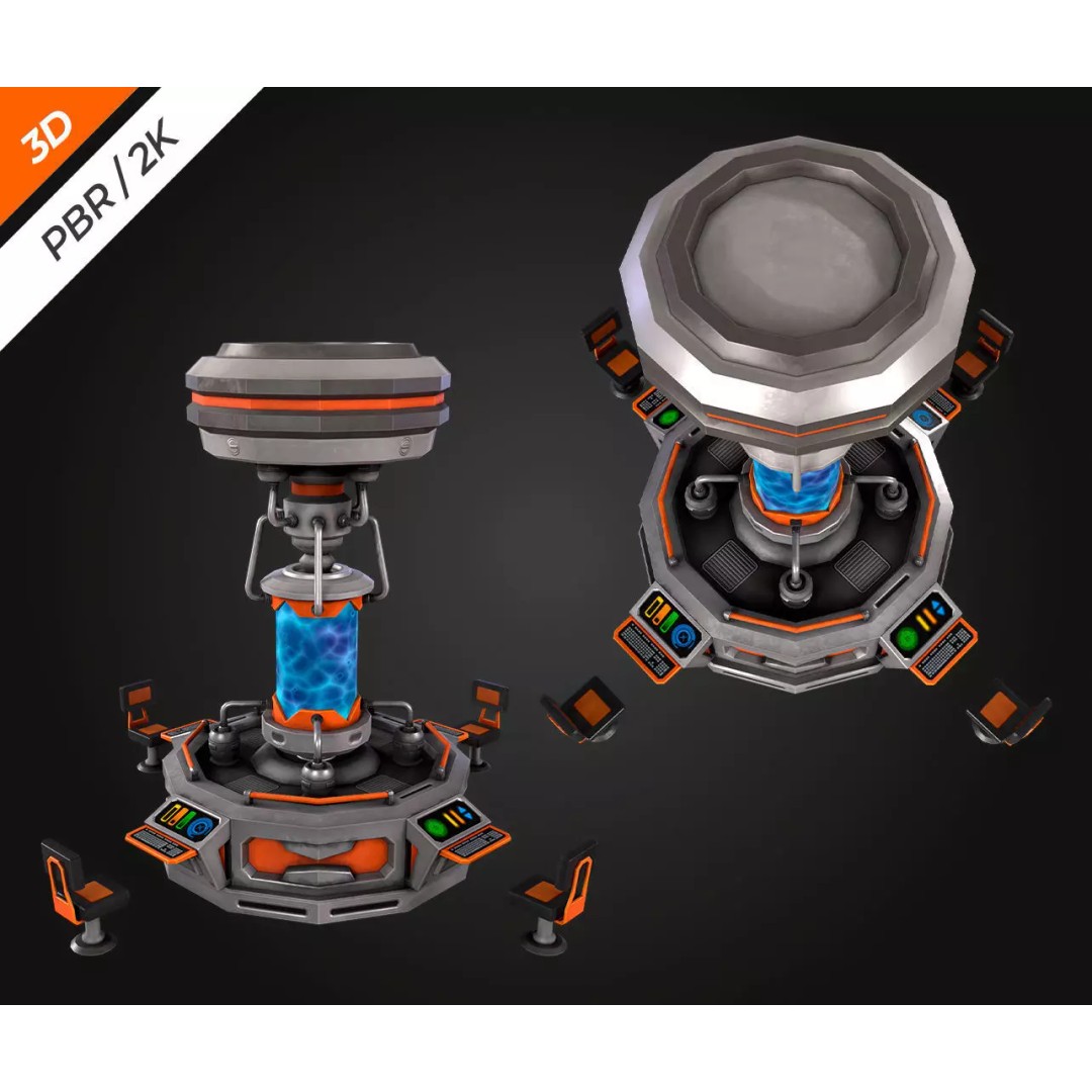 Sci-Fi Chemical Laboratory 3D Model – Low Poly PBR Asset, FBX, Blender - View 5