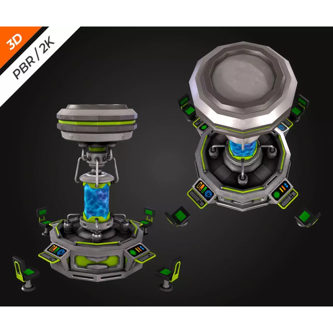 Sci-Fi Chemical Laboratory 3D Model – Low Poly PBR Asset, FBX, Blender - View 6