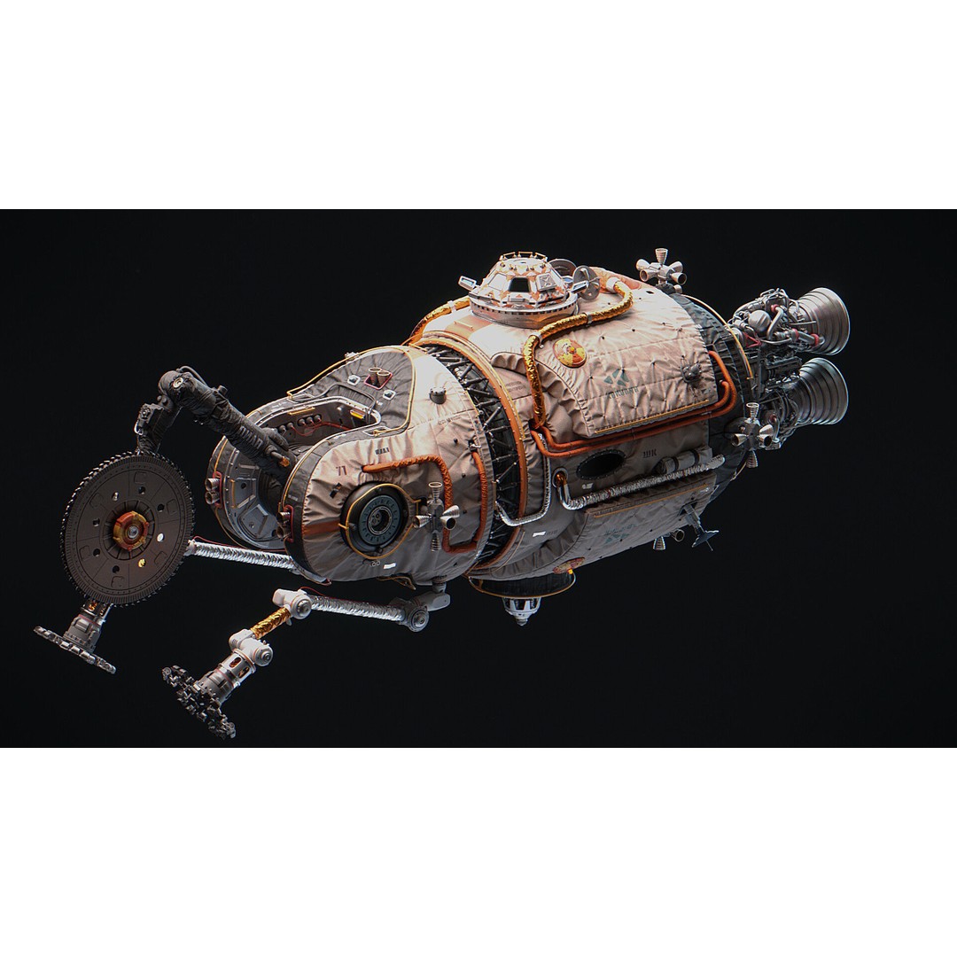 URAN Spacecraft 3D Model – Futuristic Vehicle with PBR Textures, Blender - View 10