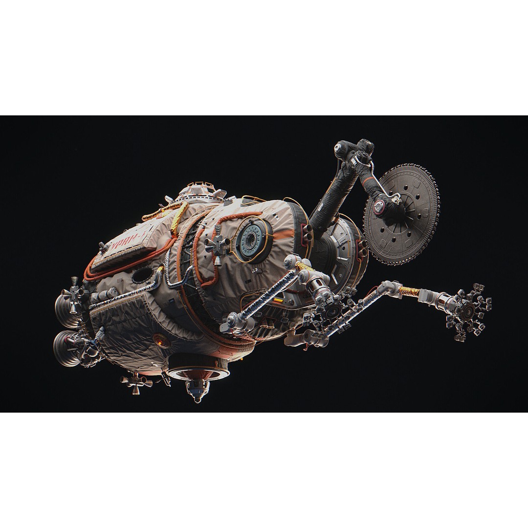 URAN Spacecraft 3D Model – Futuristic Vehicle with PBR Textures, Blender - View 4
