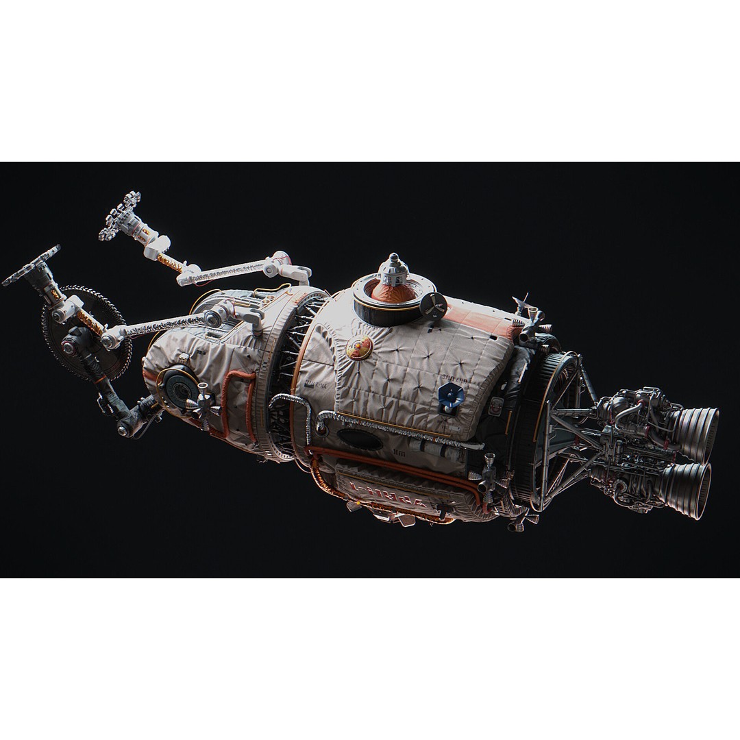 URAN Spacecraft 3D Model – Futuristic Vehicle with PBR Textures, Blender - View 7