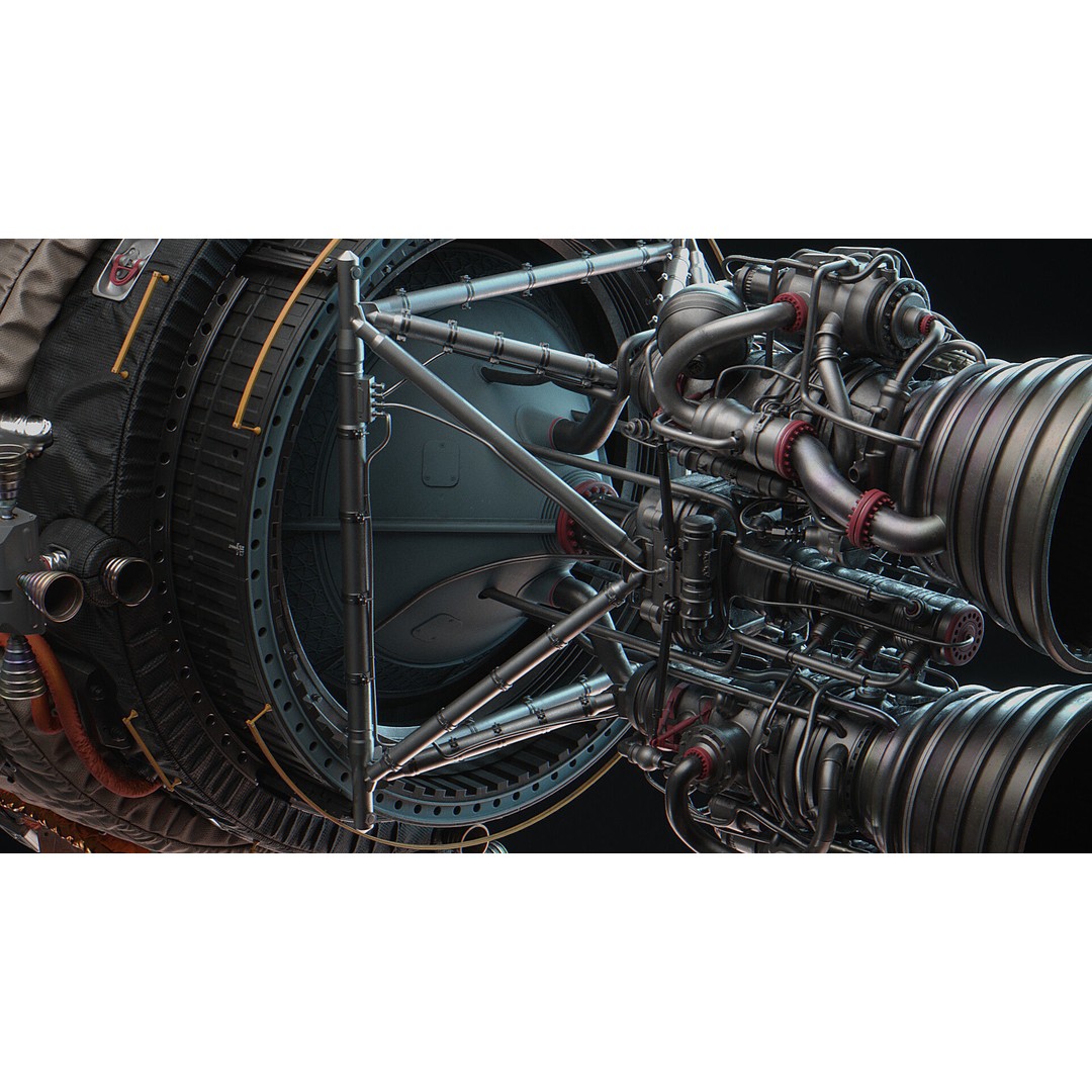 URAN Spacecraft 3D Model – Futuristic Vehicle with PBR Textures, Blender - View 8