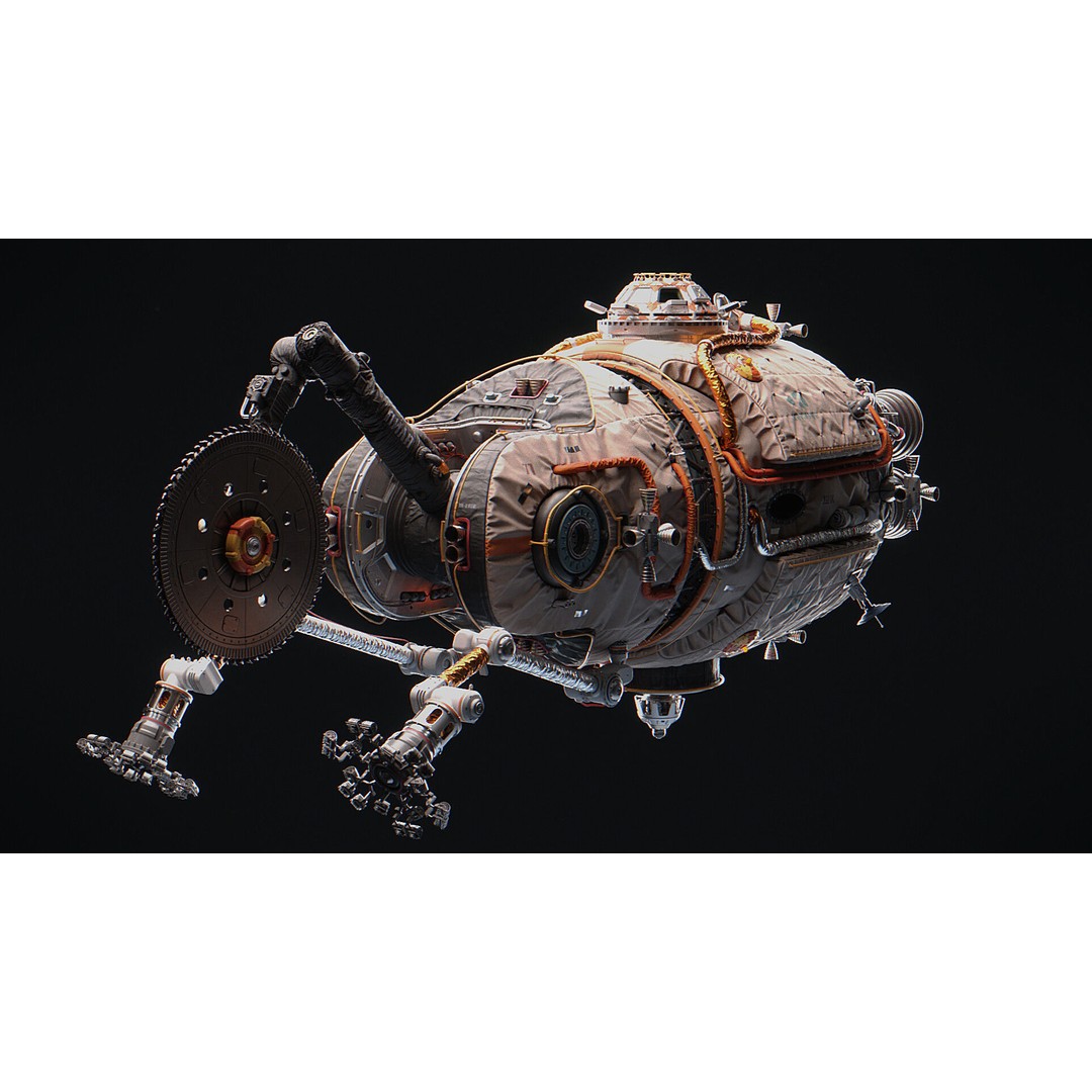 URAN Spacecraft 3D Model – Futuristic Vehicle with PBR Textures, Blender - View 9