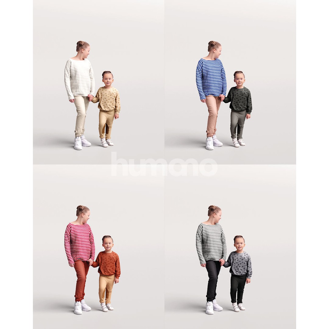 Humano Walking Kids 3D Model – Casual Character, PBR Textures, FBX