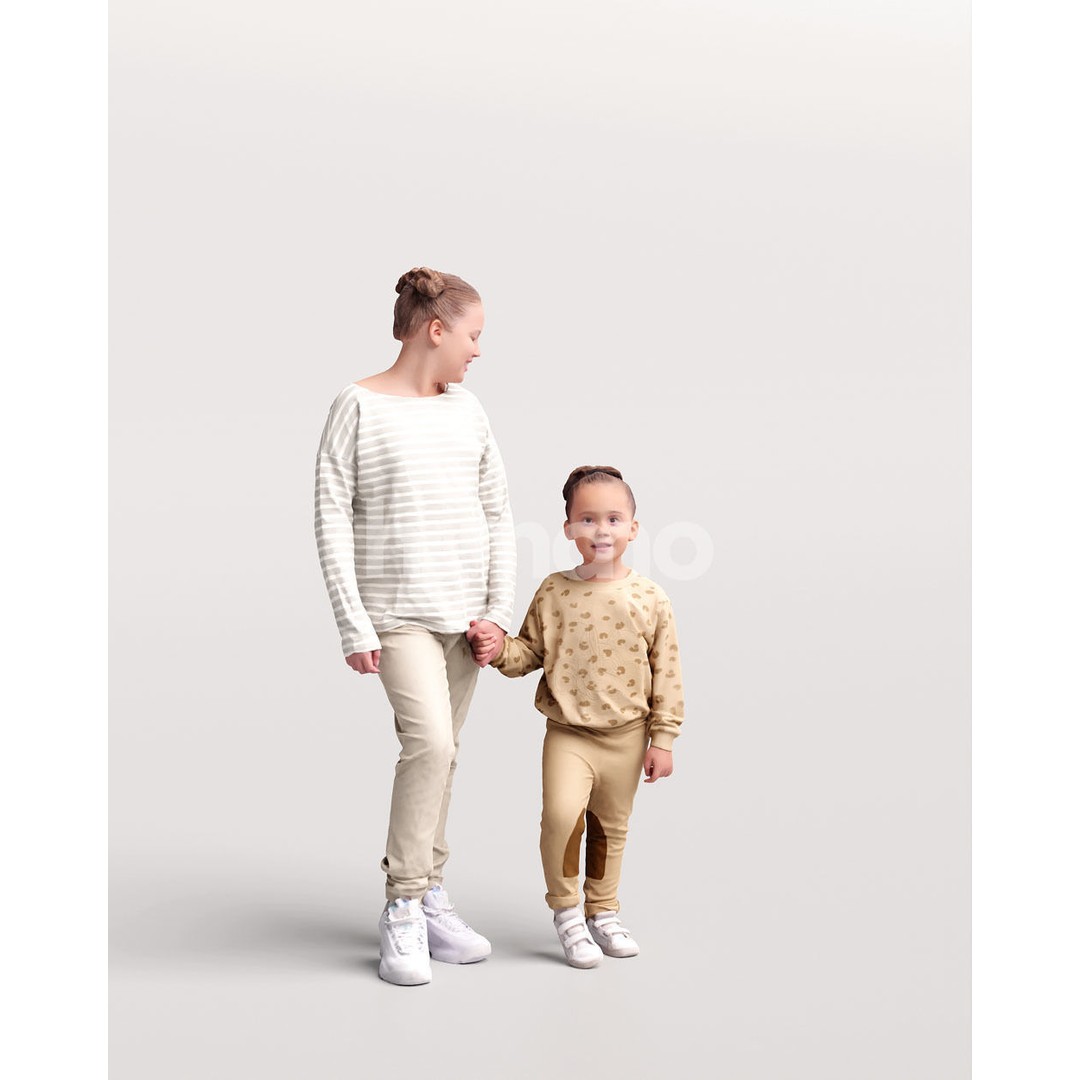 Humano Walking Kids 3D Model – Casual Character, PBR Textures, FBX - View 3