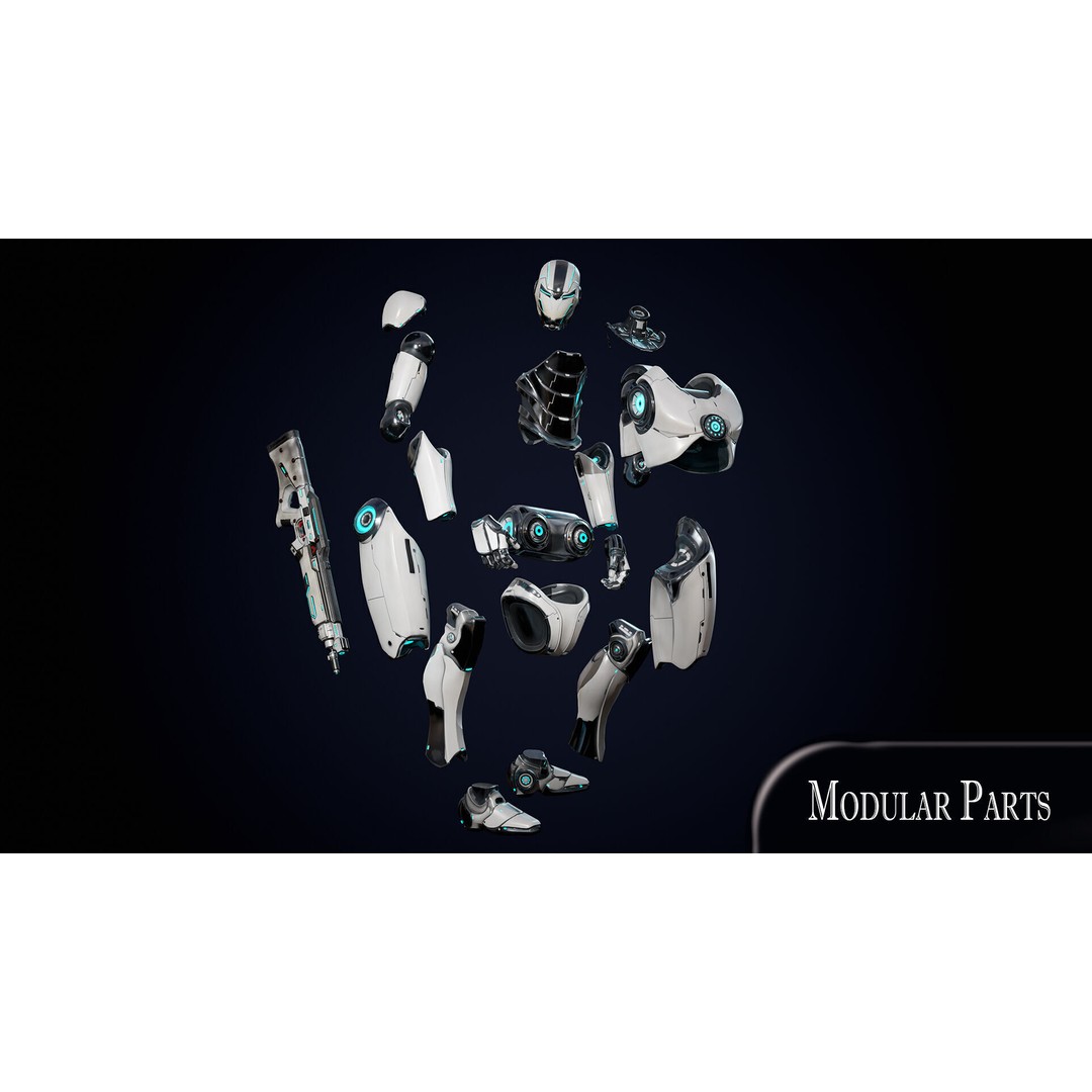 Robot 1 3D Model – Low Poly Rigged Character for Games, FBX - View 10