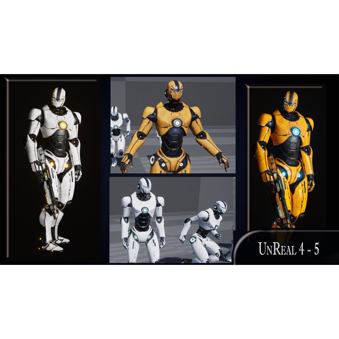 Robot 1 3D Model – Low Poly Rigged Character for Games, FBX - View 11