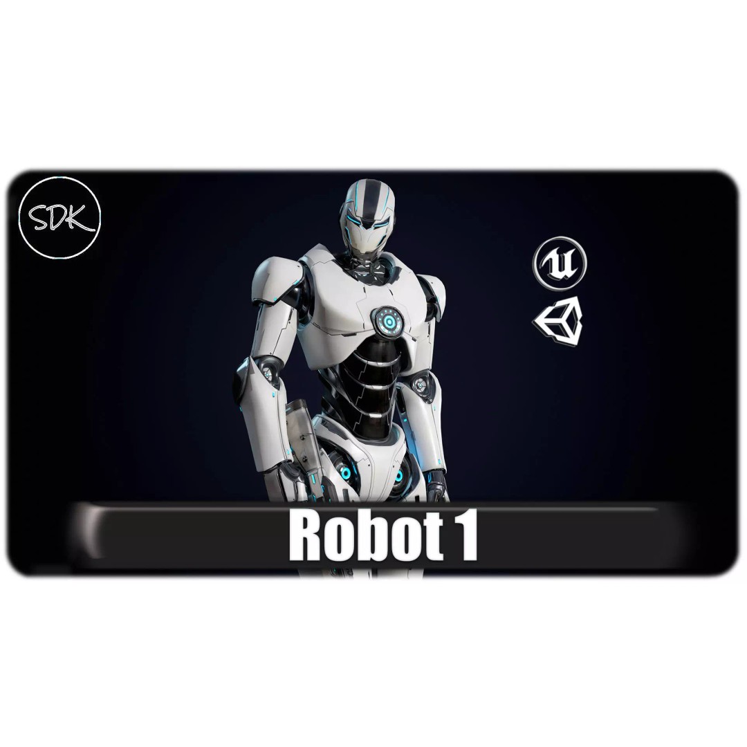 Robot 1 3D Model – Low Poly Rigged Character for Games, FBX - View 2