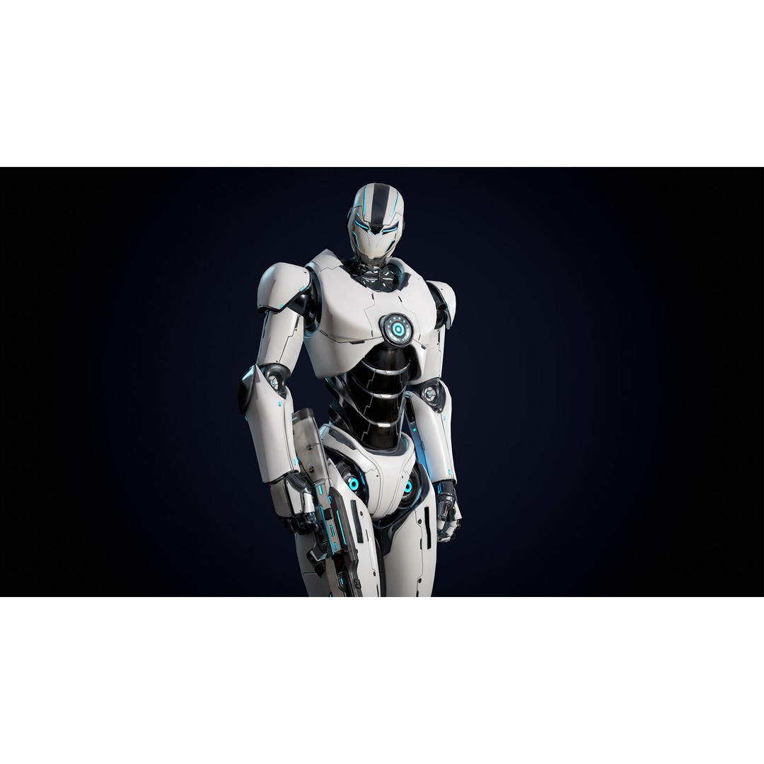 Robot 1 3D Model – Low Poly Rigged Character for Games, FBX - View 4