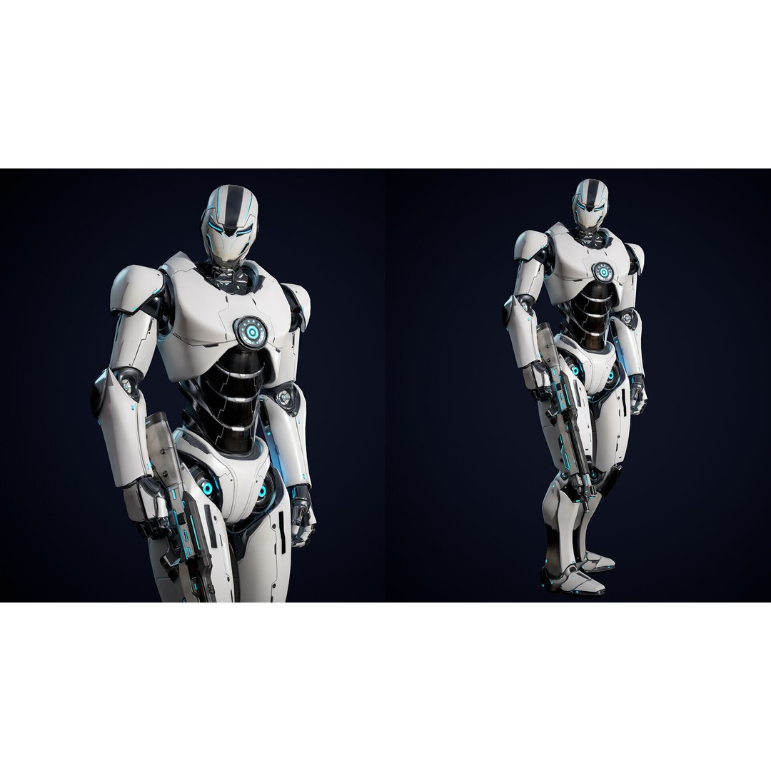 Robot 1 3D Model – Low Poly Rigged Character for Games, FBX - View 5