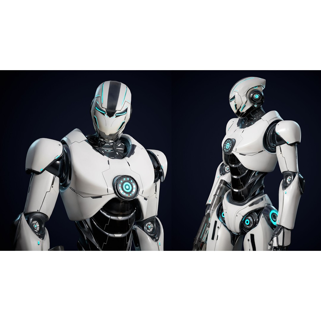 Robot 1 3D Model – Low Poly Rigged Character for Games, FBX - View 6