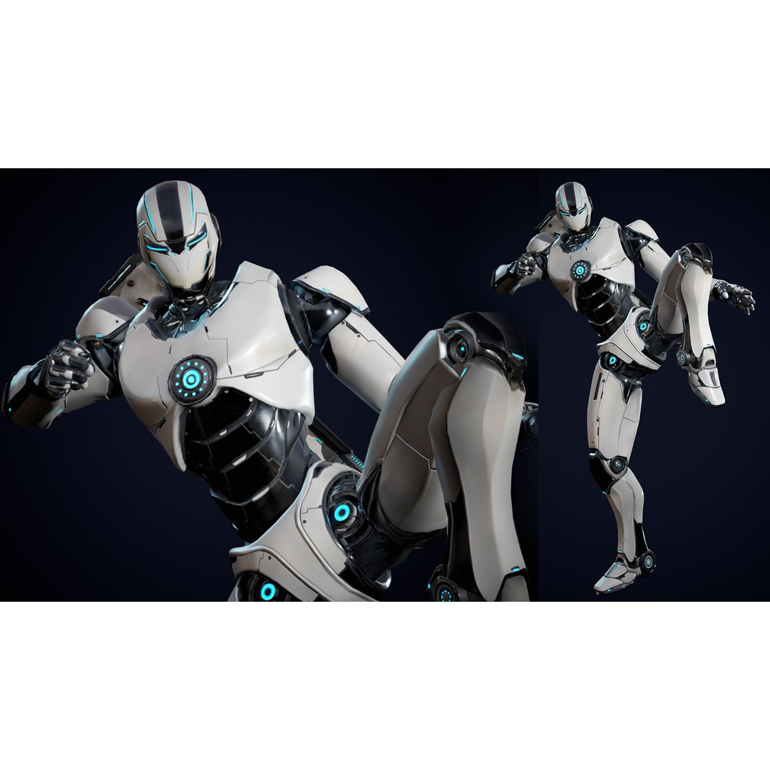 Robot 1 3D Model – Low Poly Rigged Character for Games, FBX - View 8