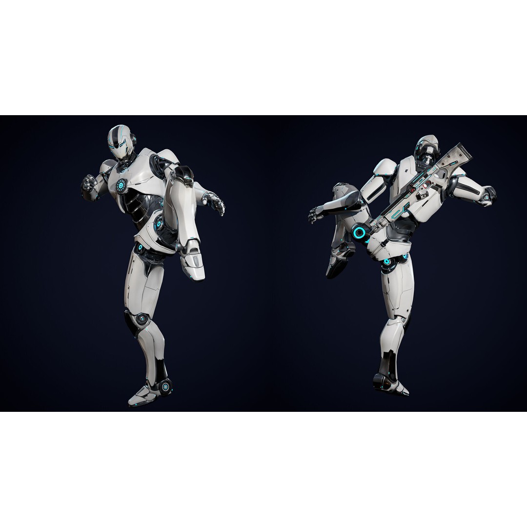 Robot 1 3D Model – Low Poly Rigged Character for Games, FBX - View 9