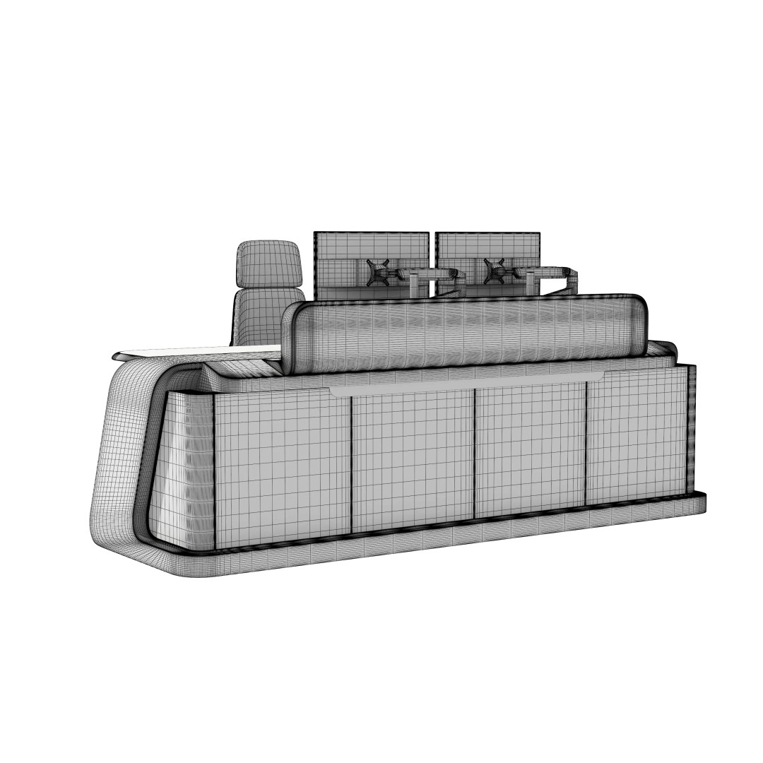 Control Room Desk 3D Model – Low Poly Furniture for Games, FBX/OBJ - View 14