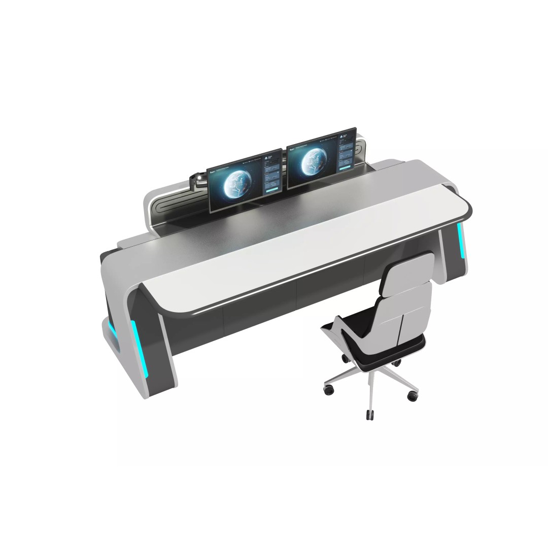 Control Room Desk 3D Model – Low Poly Furniture for Games, FBX/OBJ - View 4