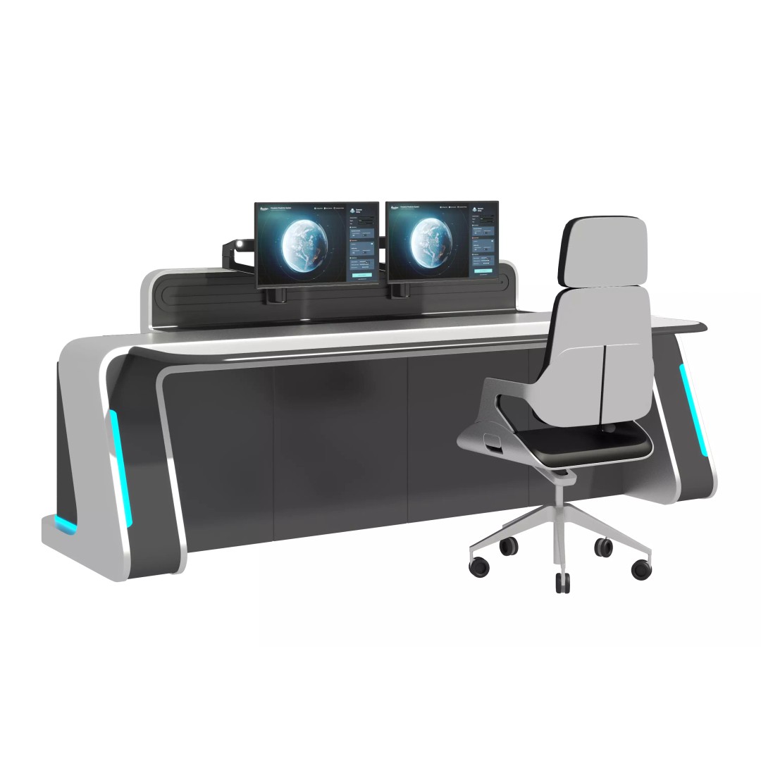 Control Room Desk 3D Model – Low Poly Furniture for Games, FBX/OBJ - View 7