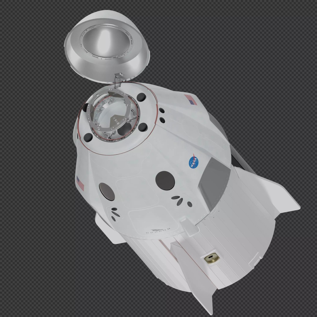 SpaceX Crew Dragon 3D Model – Detailed Spacecraft, Blender & FBX Formats - View 2